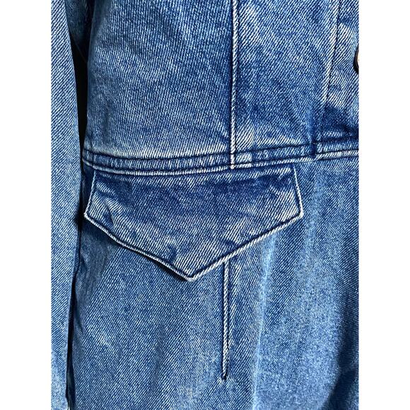 ASOS Design Tall Denim Mini Western Shirt Dress Womens 4 Puff Sleeves Cowgirl - Picture 5 of 7